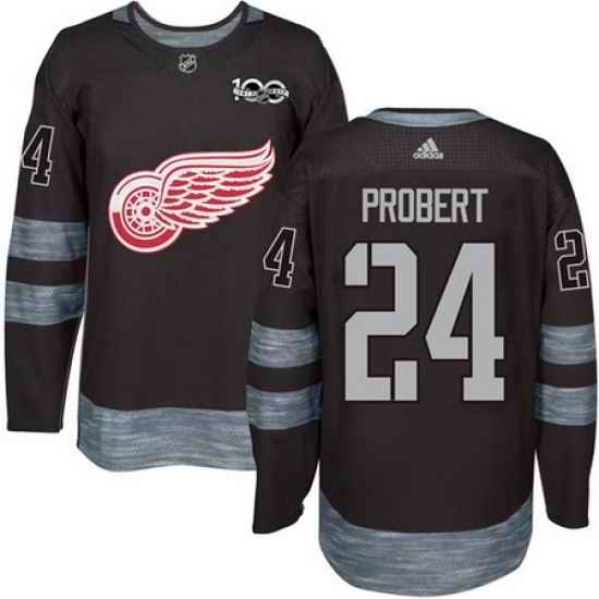 Red Wings #24 Bob Probert Black 1917 2017 100th Anniversary Stitched NHL Jersey